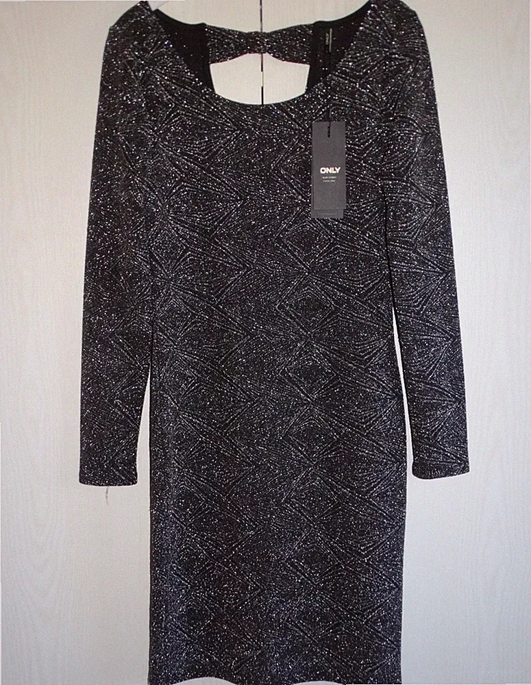 Tolles neues Onyl Shiftkleid L, eher M schwarz silber Etuikleid Schlauch-Kleid
