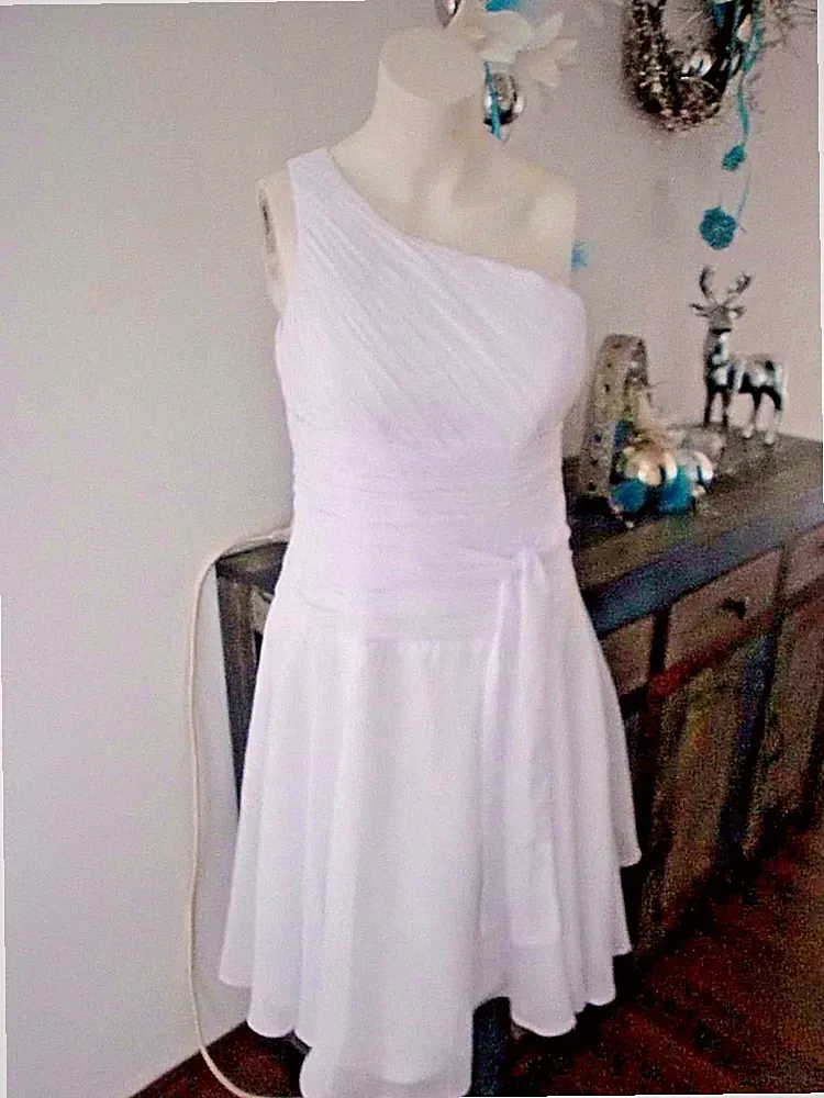Tolles One-Shoulder A-Linie Abendkleid Brautkleid Hochzeitskleid Weiß