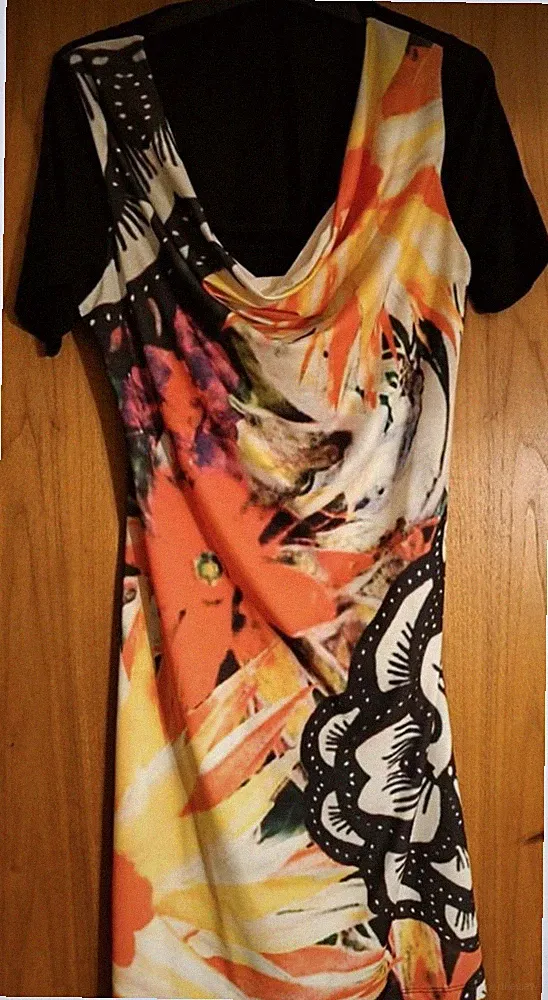 Tolles Sommerkleid Kofferkleid mit Wasserfallkragen Gr L neuwertig