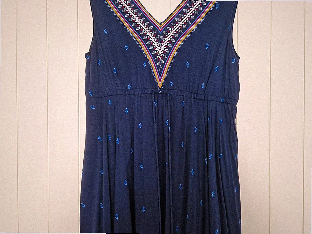 TOM TAILOR A-Linie Kleid geometrisch Blau/Mehrfarbig Gr. 34 ärmellos Midi