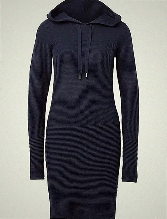 TOM TAILOR r Frauen Kleiid Jumpsuits Strickkleid mit Kapuze Blau EU Gr. 36