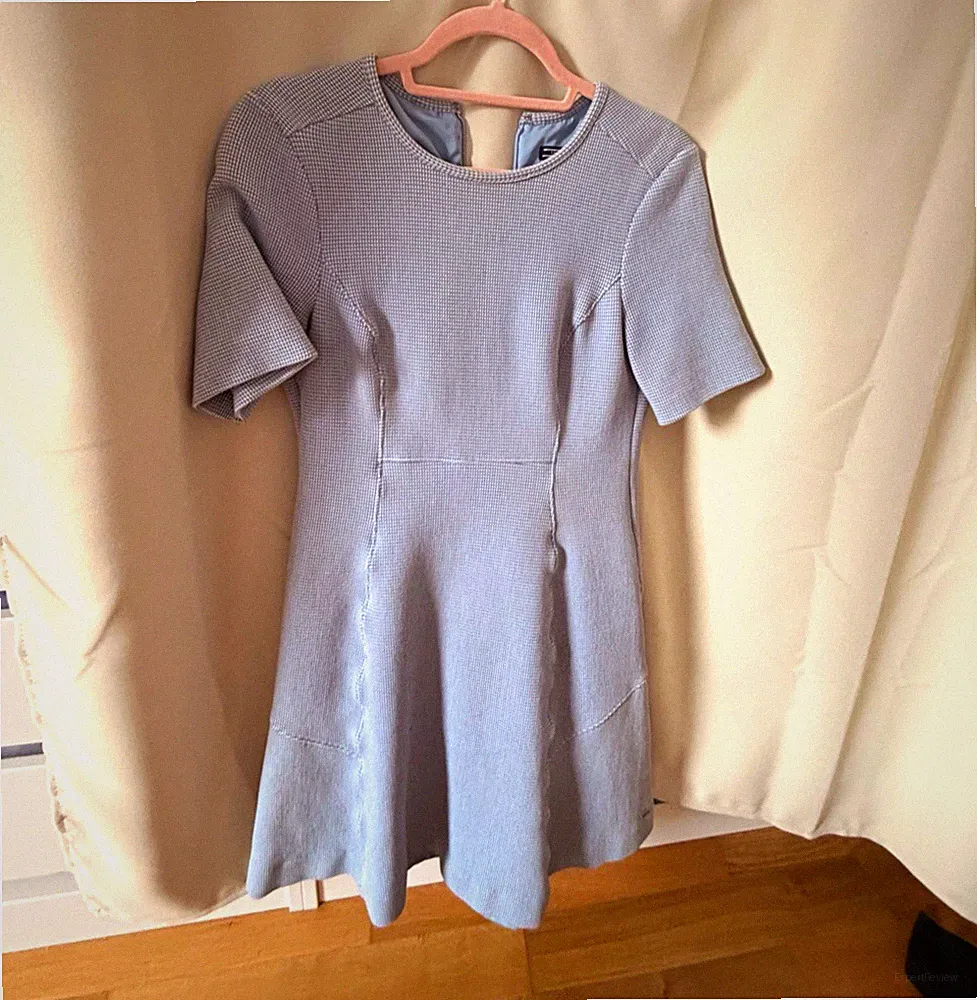 Tommy Hilfiger Damen A-Linien-Kleid kurz blau kariert Kurzarm Rundhals