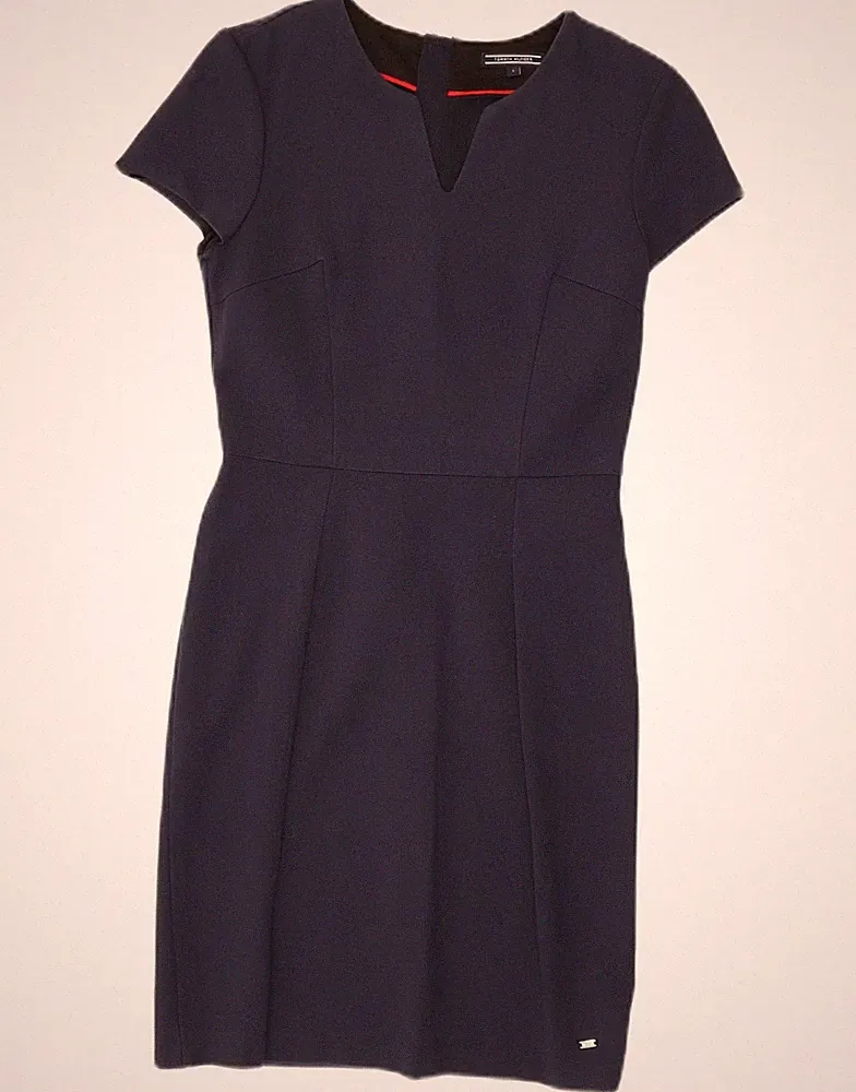 Tommy Hilfiger Damen Etuikleid US 4 Small Navy Blau Viskose CT15