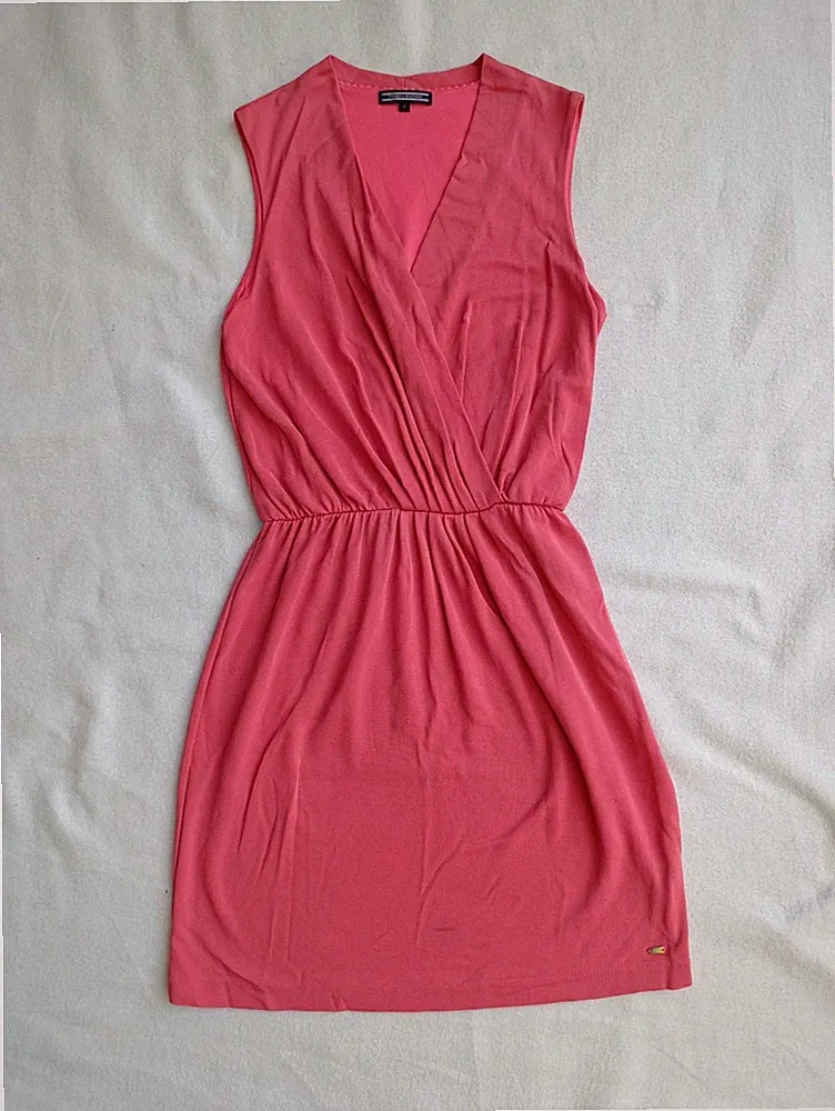 Tommy Hilfiger Kleid S Rosa Wickelkleid Sommer Etuikleid Stretch Midi