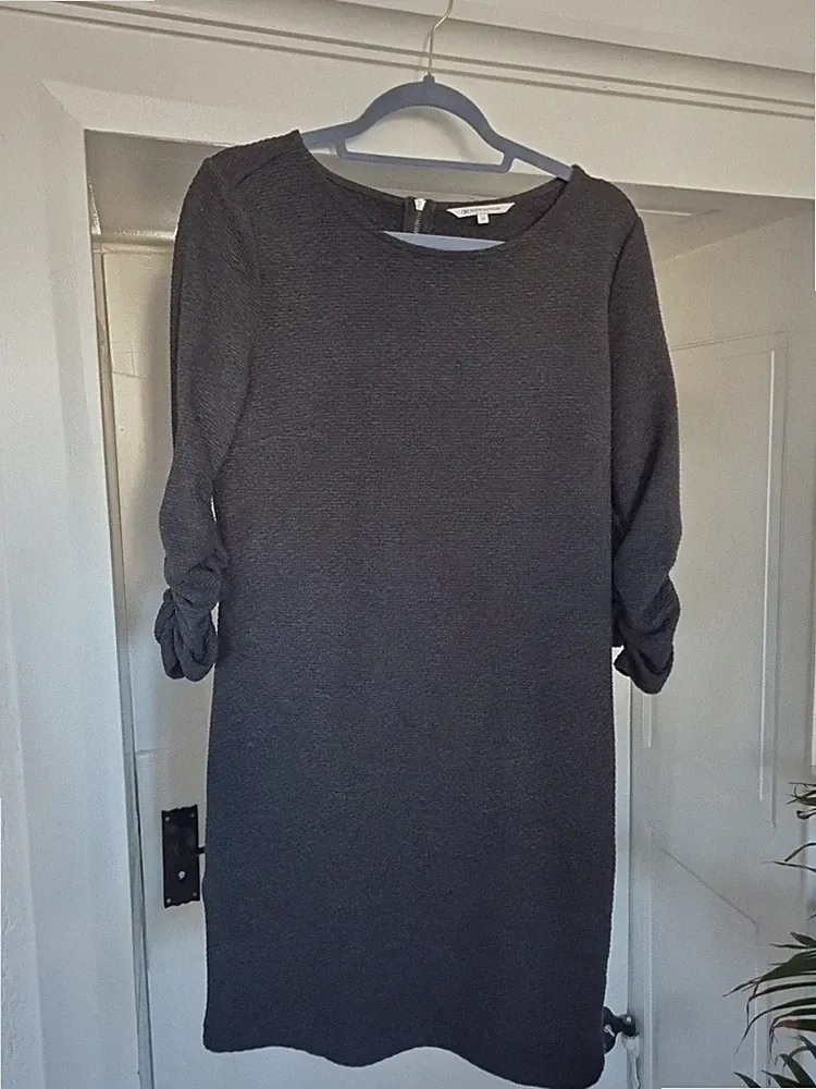 Tommy Tailor Denim Damen Kleid Etuikleid Winterkleid Gr. M Dunkelgrau 3/4 Arm