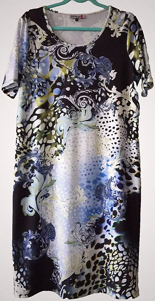 Top Designer Kleid *Today´s Women* Gr. 42 Blau-Gelb /Kofferware - Versand gratis