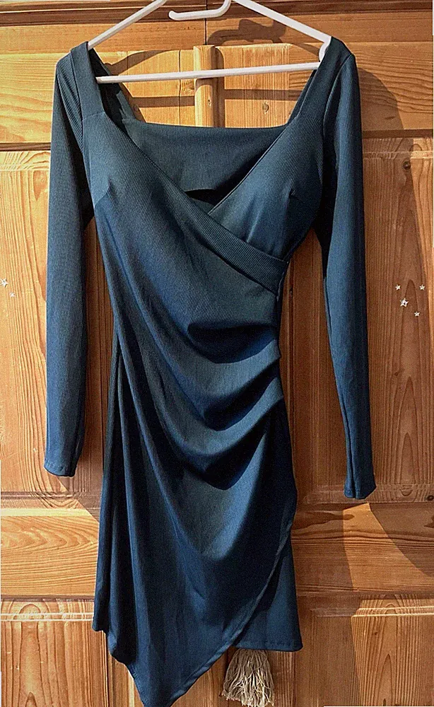 TOP-neuwertiges eng anliegendes türkises Damen Stretch-Kleid Partykleid ini Gr.S