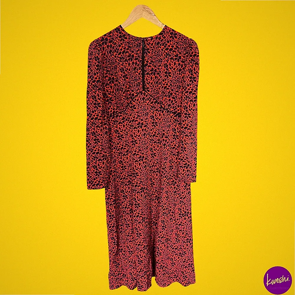 TOPSHOP Damen Paspel Midikleid, Blumenmuster, rot schwarz, UK 12 | EU 40 | US 8