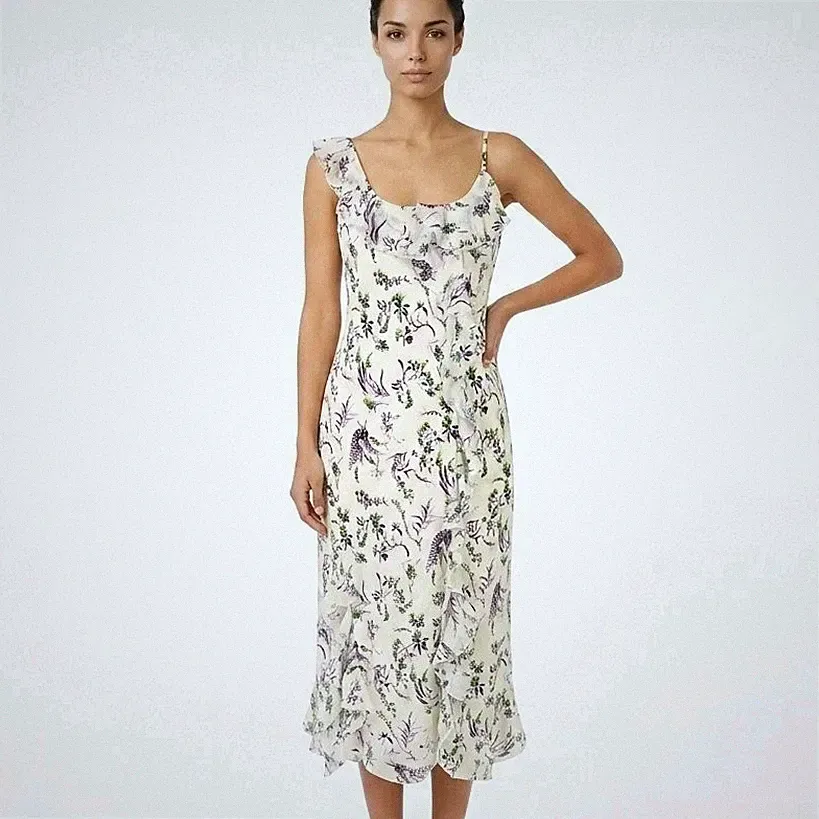 Topshop IDOL Midikleid Blumen UK 10 neu mit Etikett Rüschen Tee Hochzeit Gast Sommer
