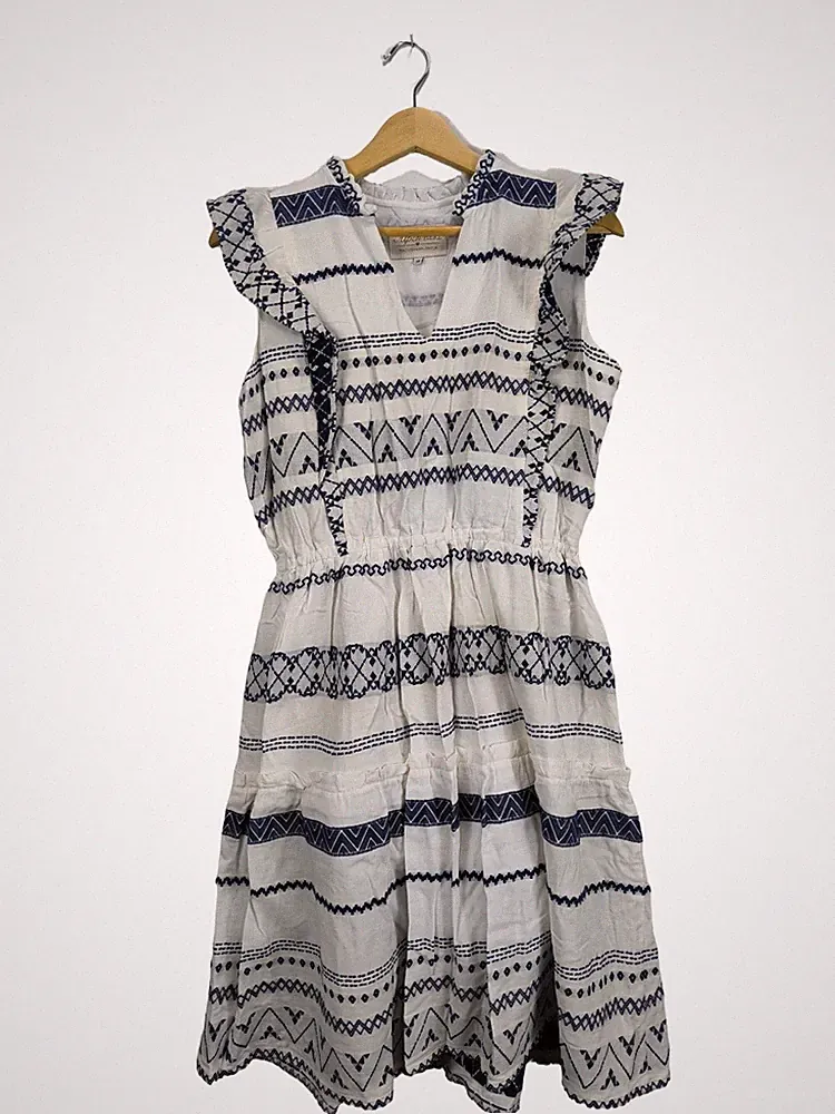 TRACHTENMANUFAKTUR MüNCHEN A-Linien Kleid Damen Kleid Gr. DE 38 weiß-blau