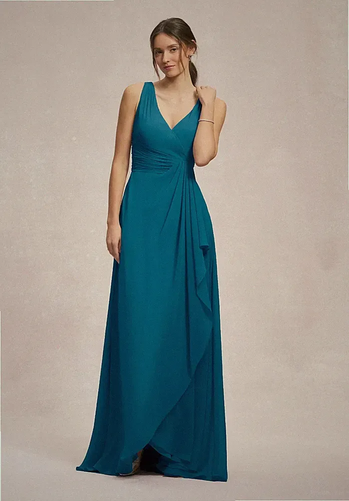 Träger Chiffon Abendkleid Brautjungfern Party 32-48 Blau Lila Rosa Gelb Schwarz