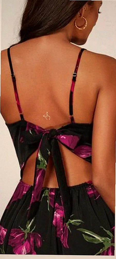 Trägerkleid Zalando traumhafter Rücken neu Etikett Gr 40 L Blumen schwarz pink