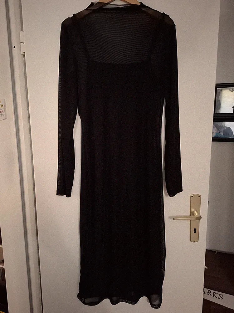 Transparentes Midikleid Gr. 36/38 schwarz mit Unterkleid Bodyflirt Polyester