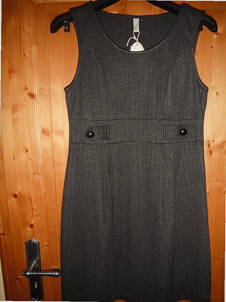 @ trendiges Kleid schwarz/grau Fischgrätmuster NEU mit Etikett Gr M 38 @