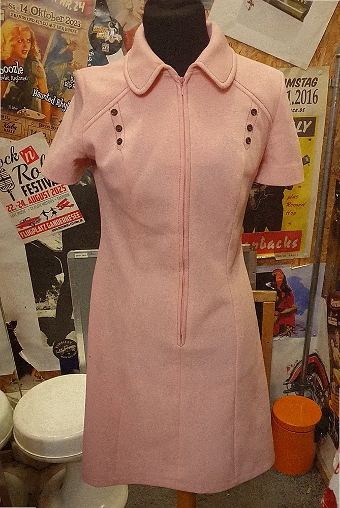True Vintage Kleid 60er 70er Jahre Etuikleid Rosa