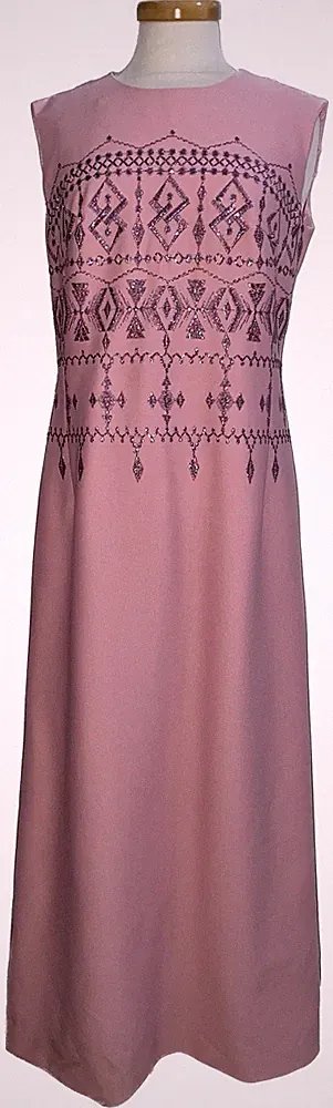 true Vintage Kleid Etuikleid Glitzer Stickerei Retro Mod 60er 70er Jahre Gr. 42