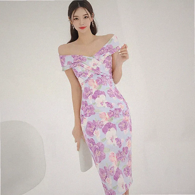 Tubino Elegantes Damenkleid Kurz Über dem Knie Blau Violett 8143