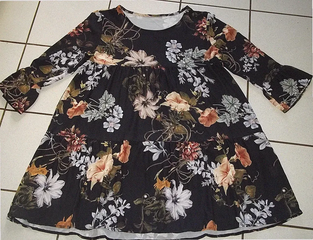 Tunikakleid kurz Gr. S M 36 38 40 Hängerkleid Longtunika A-Linie Schwarz Bunt