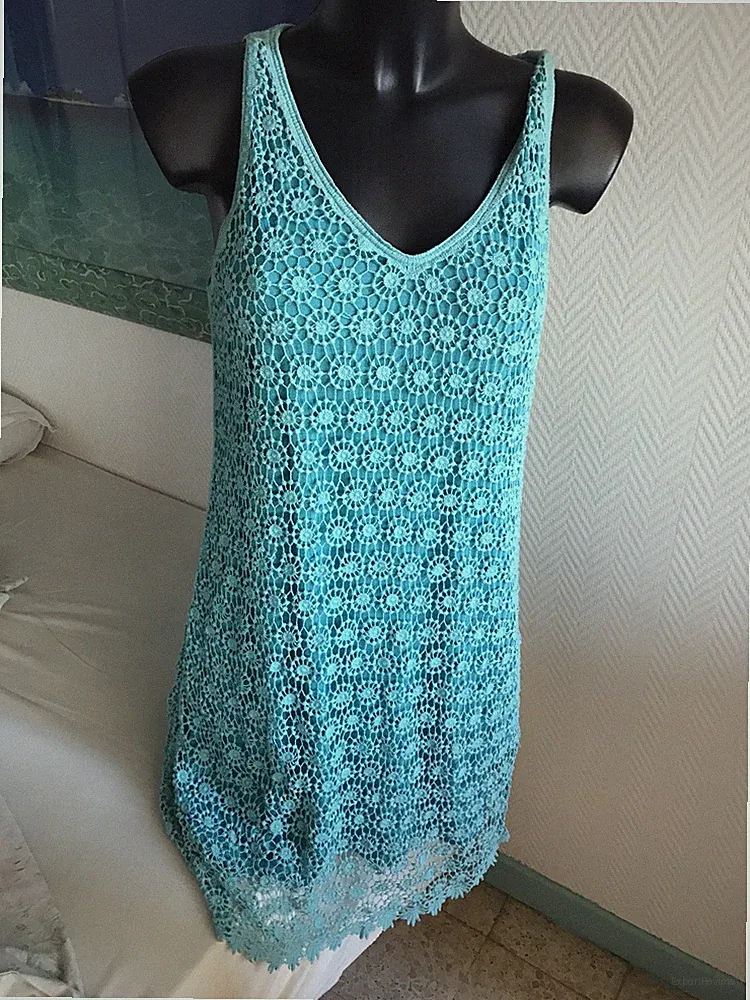 TWIN SET SIMONA BARBIERI🌼SPITZENKLEID TÜRKIS GR M 🌼🌼