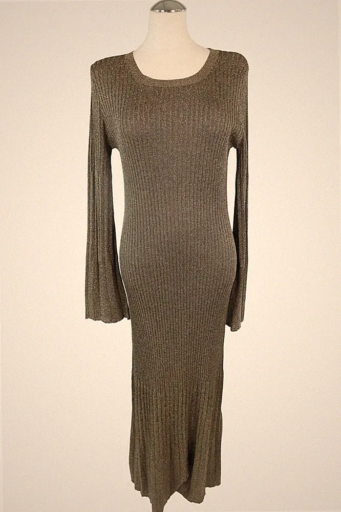 Twinset Damen Kleid Gr. 38 (M) Gold A-Linie Dress