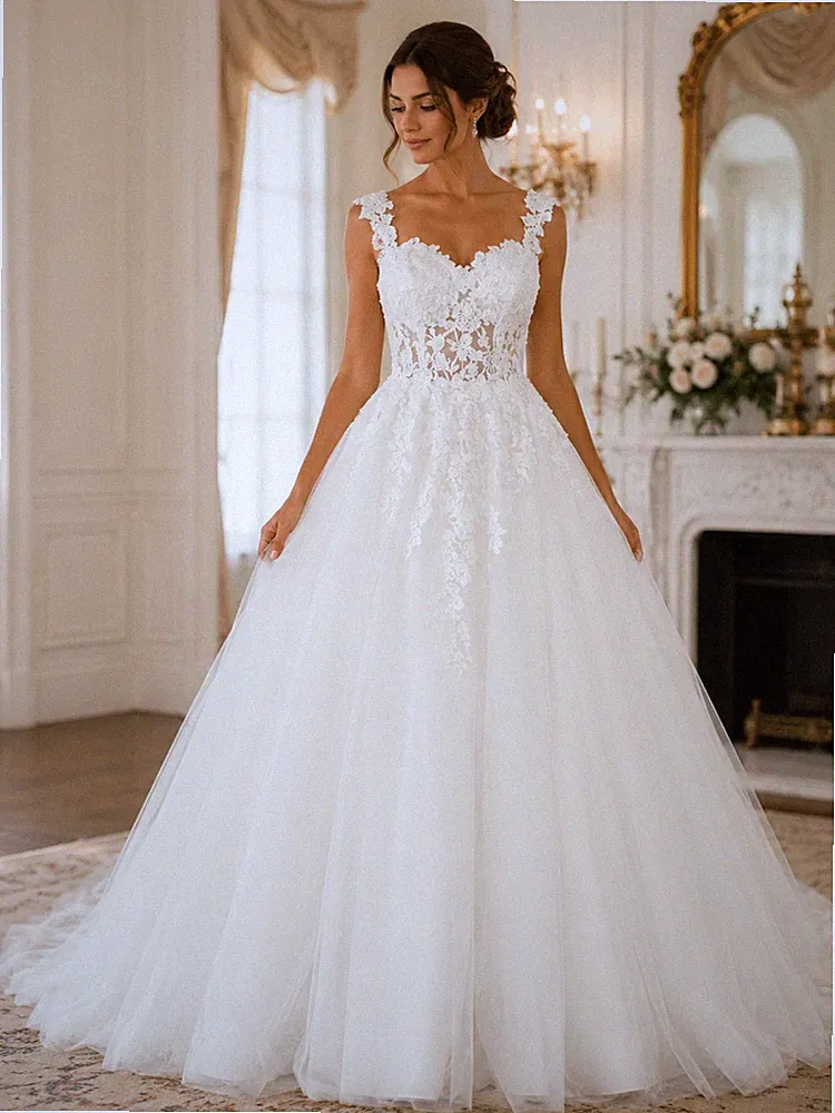UK ärmelloses Perlen Brautkleid A-Linie Pailletten Spitze Brautkleid Gr. 8 neu