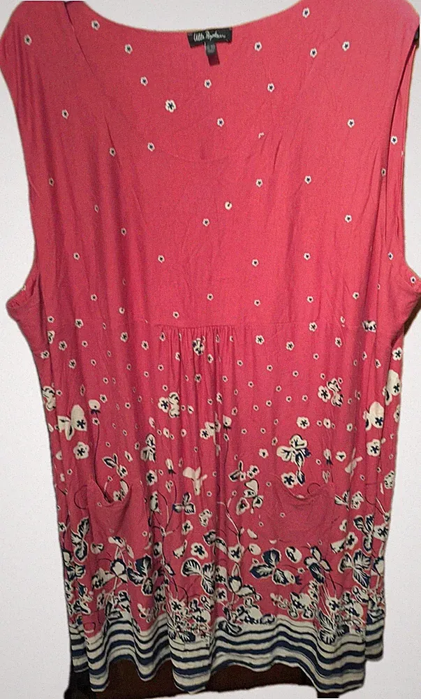 Ulla Popken - Kleid - Gr. 58/60 - rot weiß blau gemustert- Große Größen - Blumen