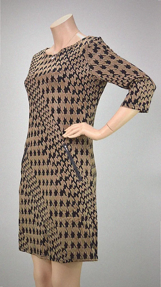 VEGAS Paris Kleid 3/4-Arm Hahnentrittmuster - EDEL - CHIC - MUSTHAVE - NEU