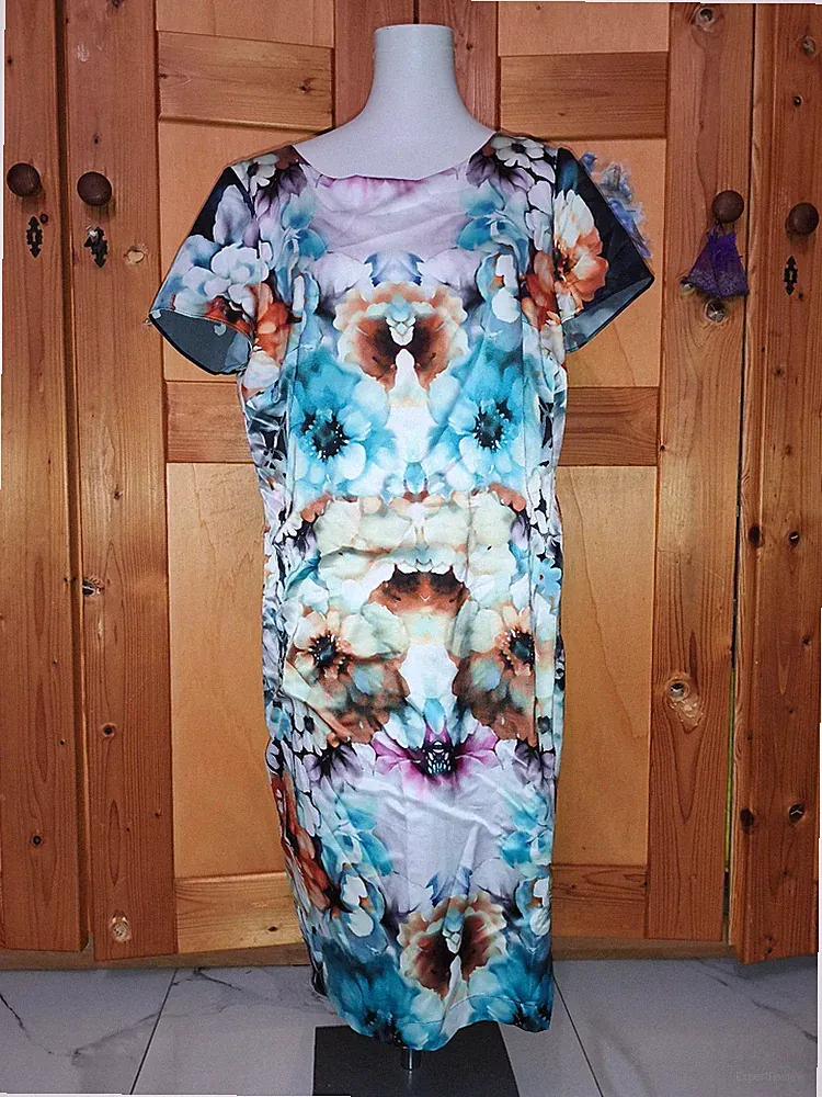 Vera Mont Cocktailkleid Etuikleid Elasthan Bunt Batik gemustert gerafft 42
