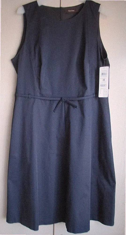 Vera Mont edles Etui-Kleid Gr. 44/42 m. Unterkleid dunkelblau 62 % Baumwolle NEU