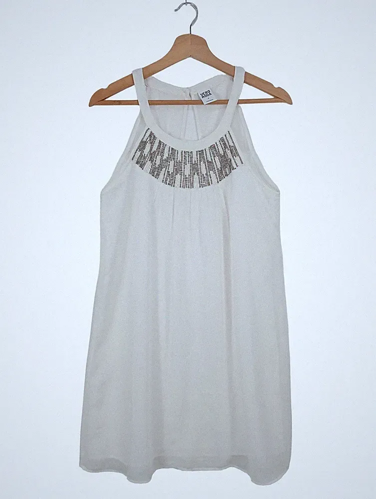 VERO MODA A-Linien Kleid Damen Kleid Gr. DE 38 weiß Casual-Look