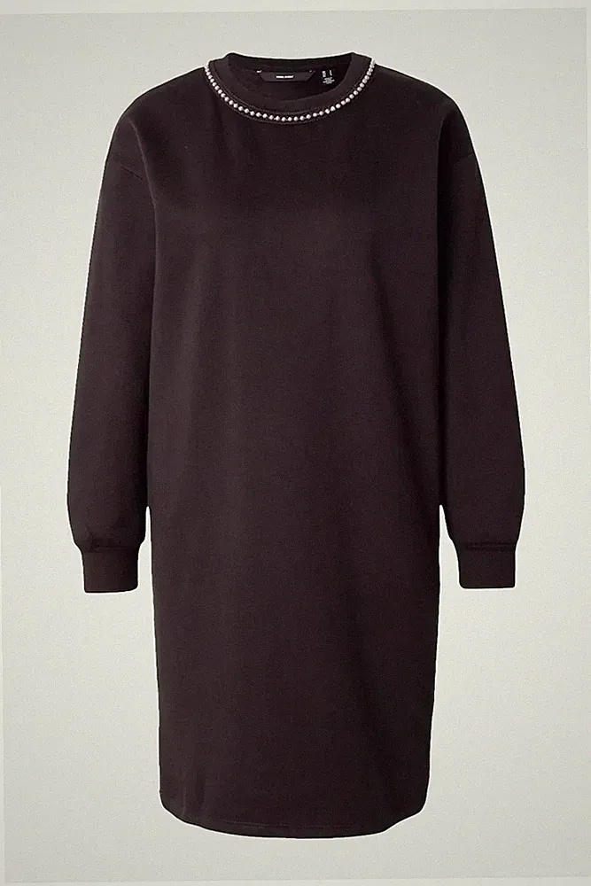 Vero Moda Daisy Damen Kleid Schwarz mit Perlendetail Größe XXS