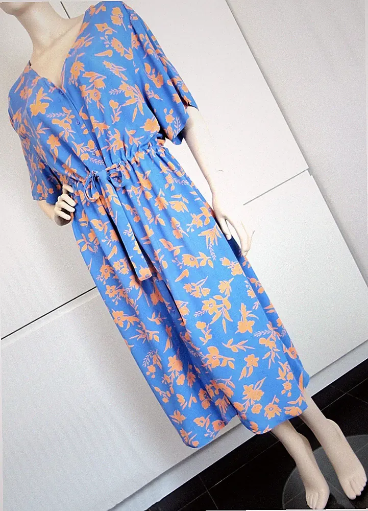 VERO MODA Damen Kleid Blusenkleid Boho Tunika A Linie Maxikleid Geblümt Gr XL