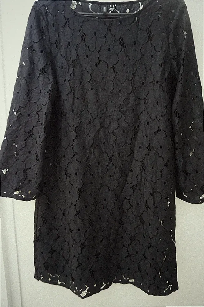 Vero Moda Elegant Party Spitze Kleid Schwarz Blumen Motiv Gr. M