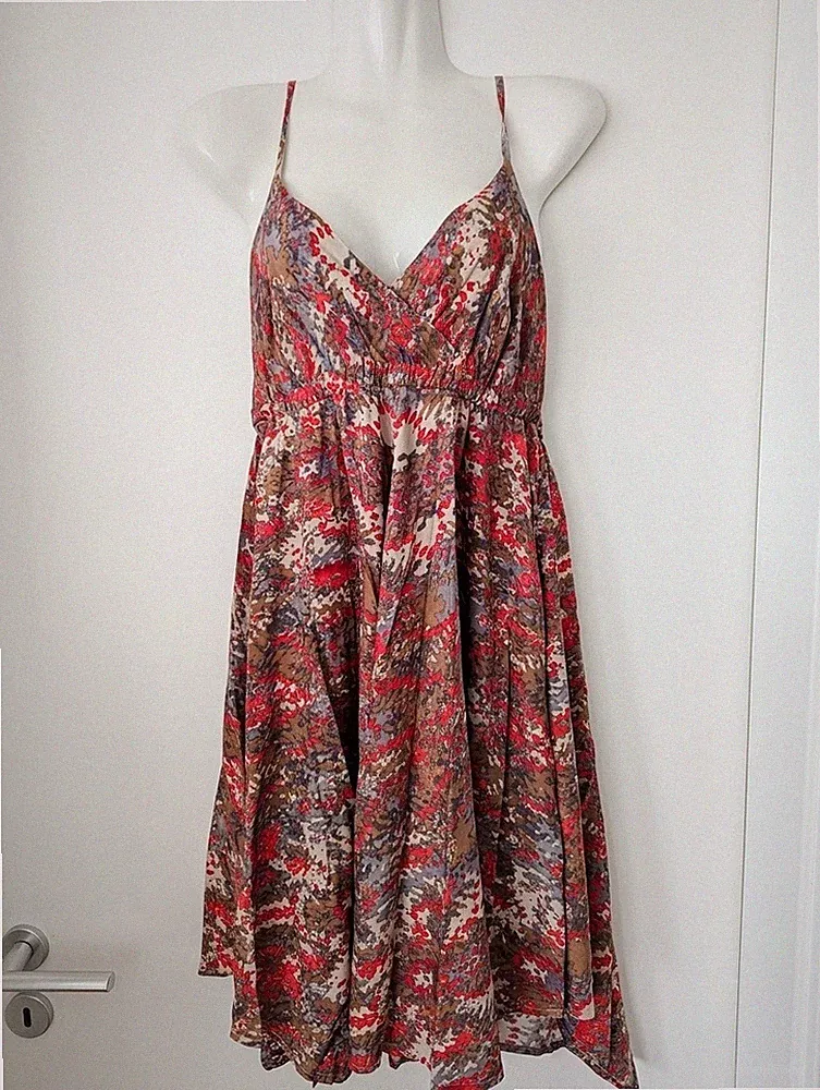 Vero Moda Träger-Kleid A-Linie L 40 Rot Braun Beige Asymmetrisch Empire Sommer
