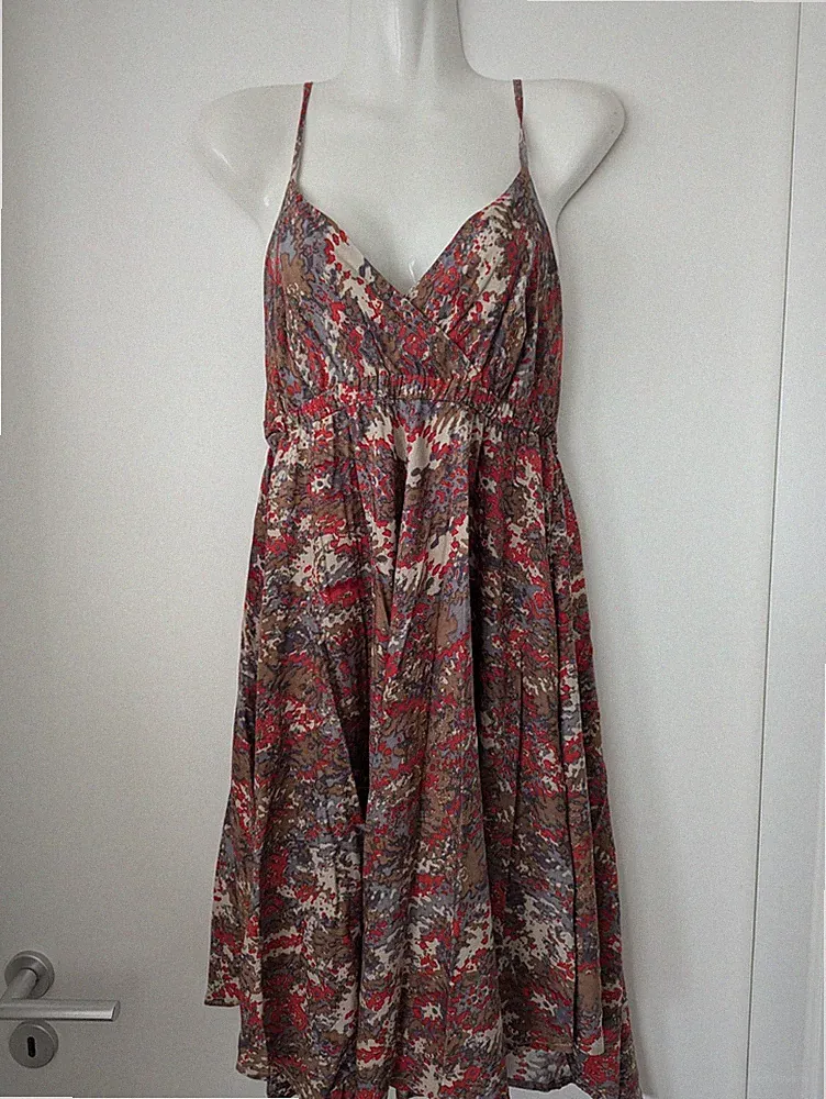 Vero Moda Träger-Kleid A-Linie L 40 Rot Braun Beige Asymmetrisch Empire Sommer