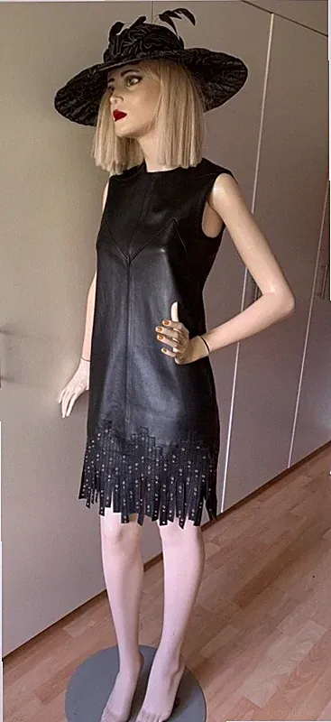 Versace edles Lammleder Kleid mit Fransen 34