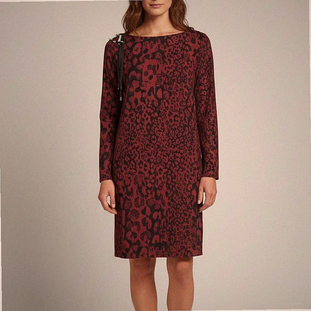 Versus Versace Etuikleid Burgund Leopardenmuster Krepp S