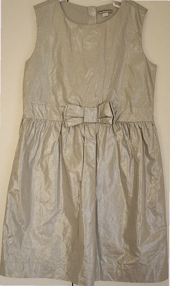 VERTBAUDET KLeid 122 128 Glitzer Fest Metalic Träger Rock neu w Top silber