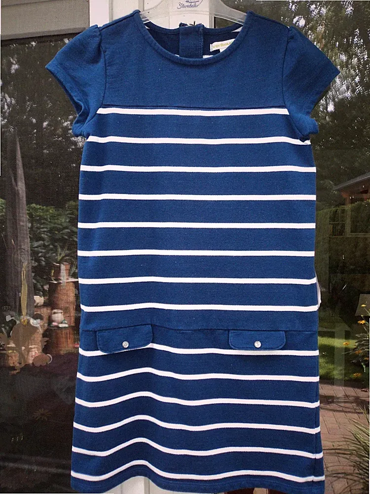 Vertbaudet, Kleid, blau-weiß, Gr. 138 cm-10 ans, top!
