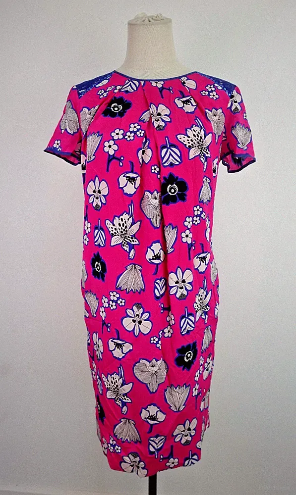 VIA DELLE PERLE VDP KLEID DAMENKLEID GR 42 DRESS WOMAN SEIDE BAUMWOLLE SPITZE