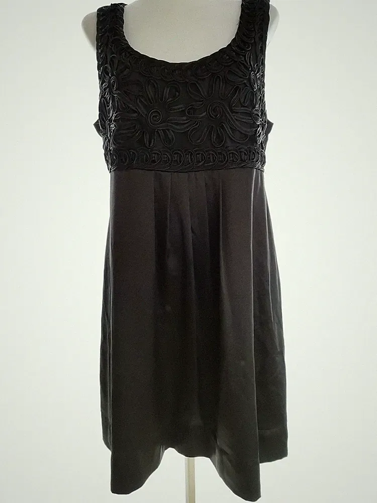 VILA Damen A-Linien-Kleid Gr. XL Schwarz Ärmellos Knielang U-Ausschnitt