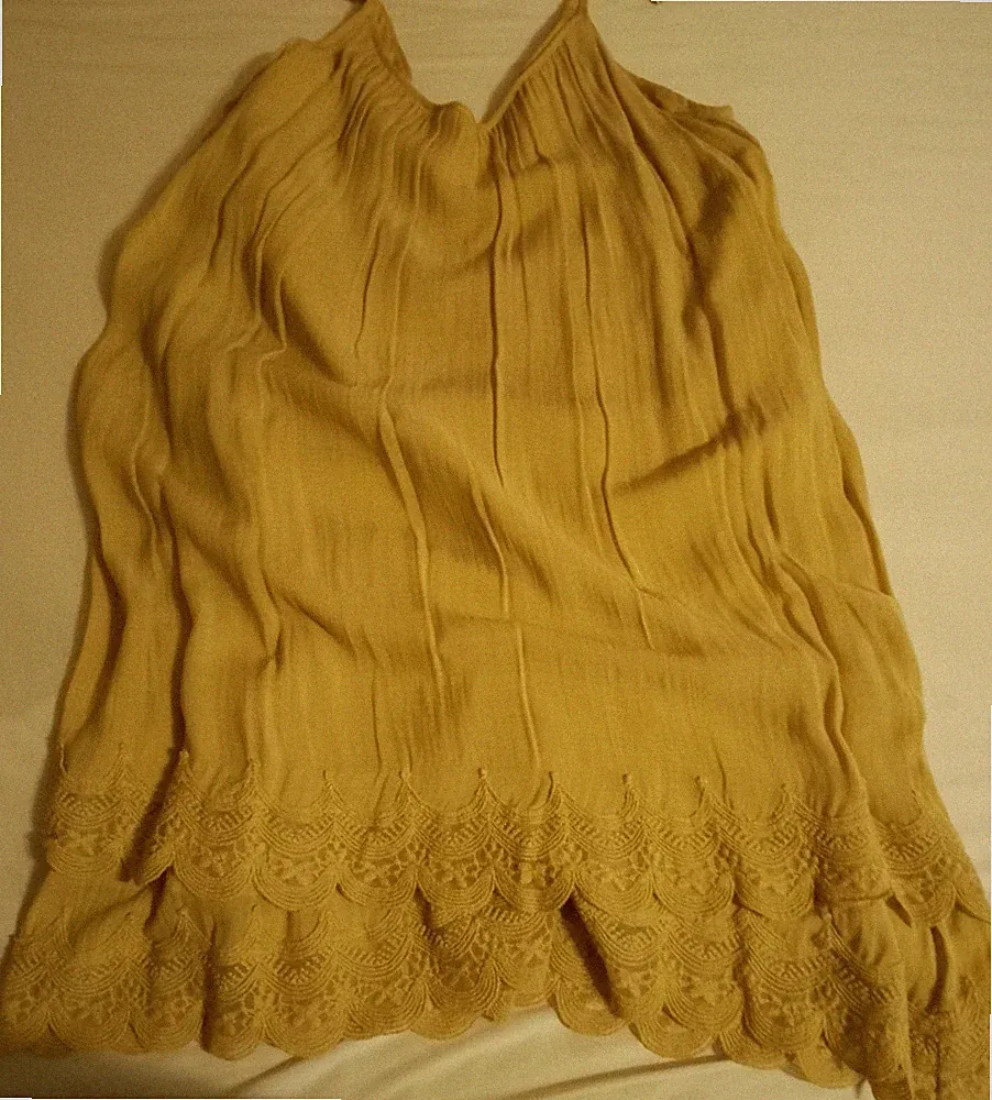 VILA-Kleid, Gr. L, dunkelgelb, mit Unterrock und Spitze, mehrlagig (s. 3. Bild)!