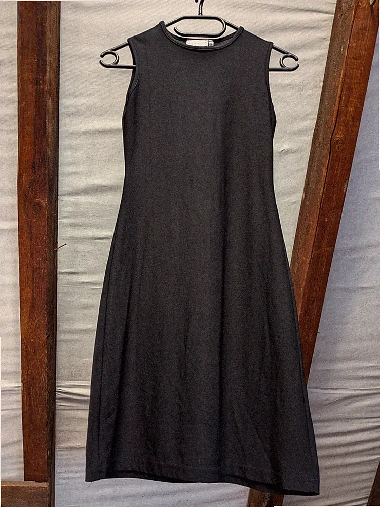 Vintage 90er Hennes Kleid Gr. S A-Linie Stretch ärmellos kleines Schwarzes