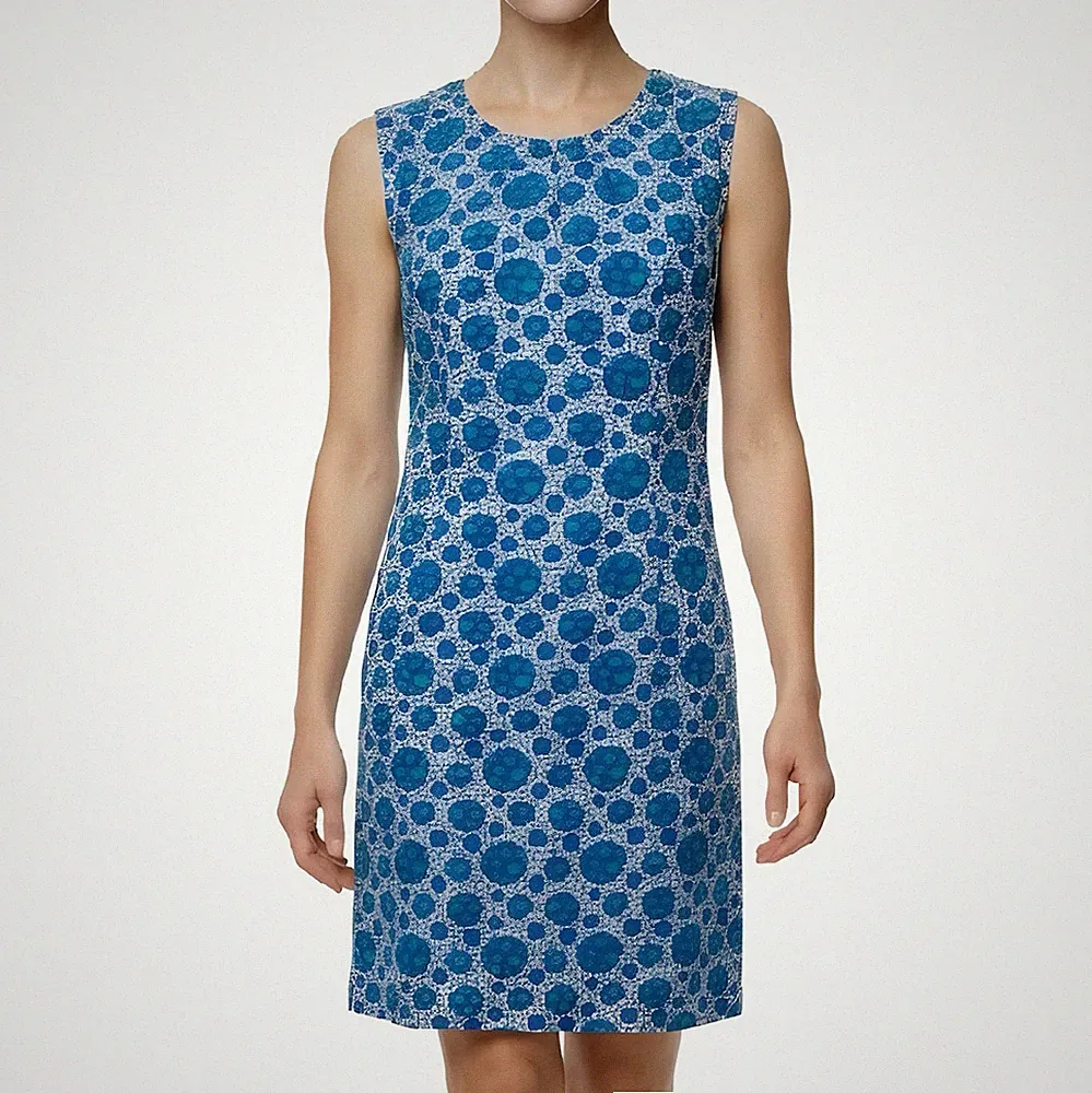 Vintage blaues geblümtes Etuikleid, Mod Retro Print 60s Day Dress, Größe M/L