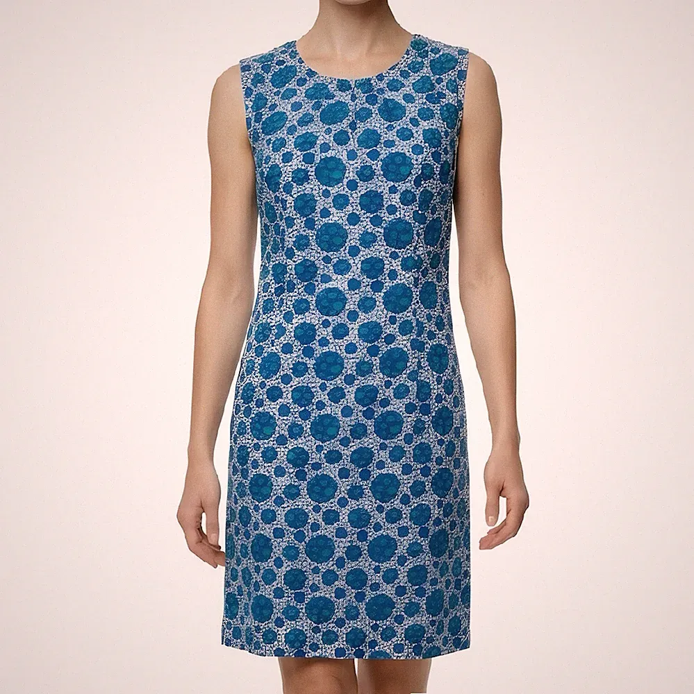 Vintage blaues geblümtes Etuikleid, Mod Retro Print 60s Day Dress, Größe M/L