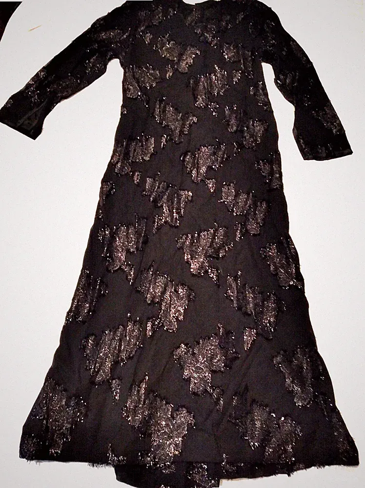 Vintage Damen Abendkleid Schneiderei Schwarz Tüll und Satin Gr. 42 60er Jahre