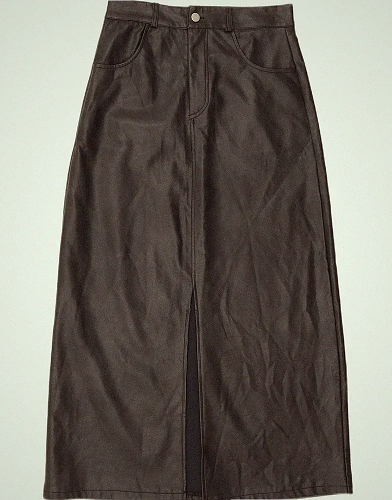 Vintage Damen Kunstfell Rock Small W26 schwarz Polyurethan BQ11