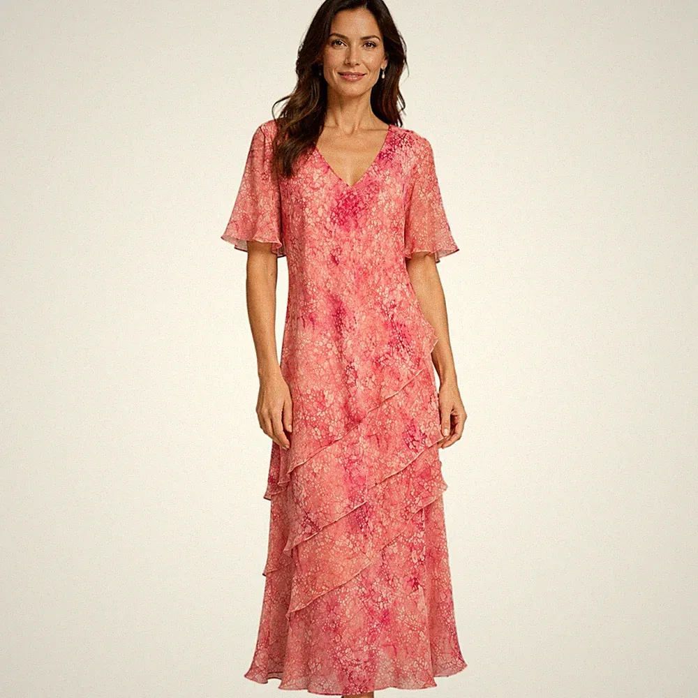 Vintage Lewis Henry Kleid rosa Stufen Anlass UK 20/22 Hochzeitsgast