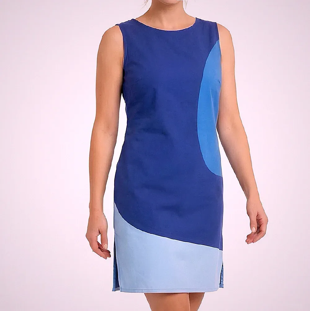 Vintage Marimekko Etuikleid aus geometrischer Baumwolle, Größe M, finnisches...