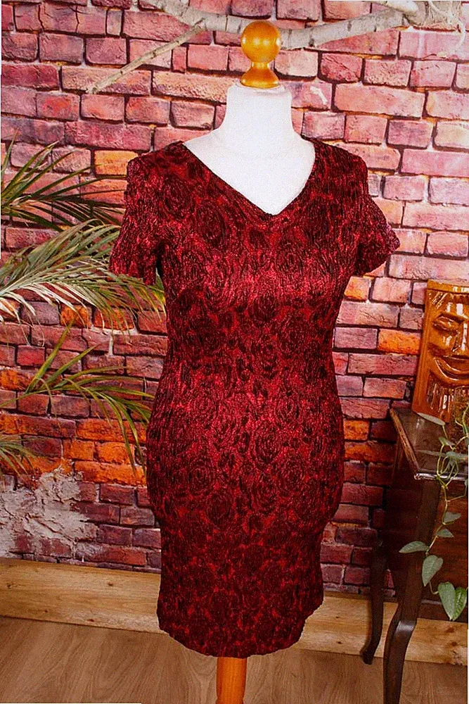 Vintage orig 60er BROKAT Etuikleid rot sexy Rockabella Kleid 40